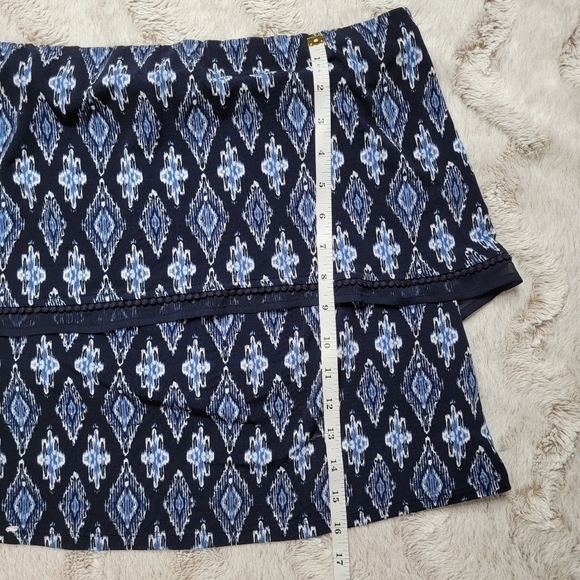 WHBM Blue Diamond Geometric Print Strapless Layered Blouse Size S - Picture 6 of 8